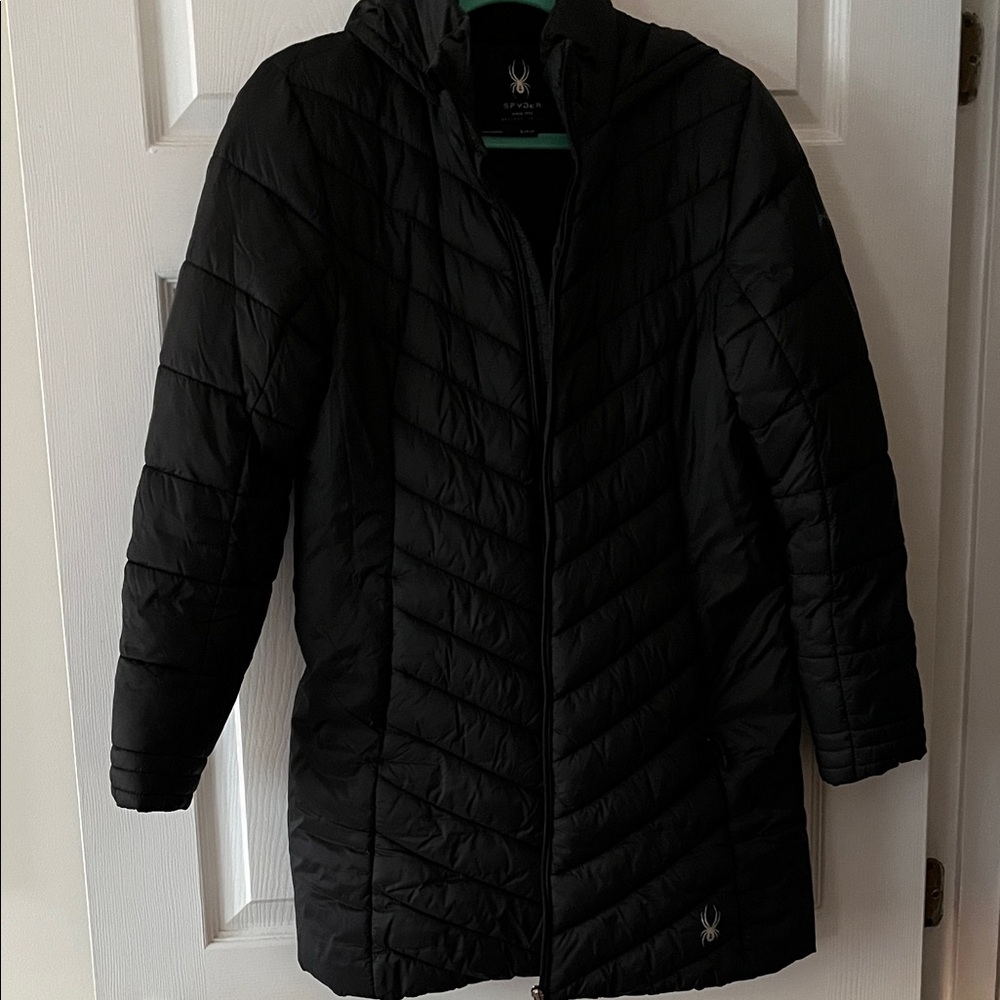 Spyder Black Quilted Hooded Coat